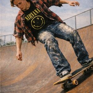 Vintage Skater Paint-Splatter Jeans | 30 x 28 - 90s Grunge Denim